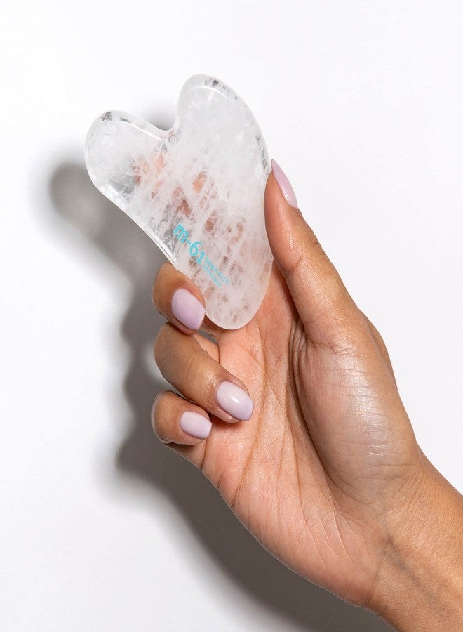 m-61 Clear Quartz Gua Sha | Facial Massage Tool To Stimulate Circulation, Decrease Inflammation. 100% Hand-Carved Natural Clear Quartz Stone. - Image 2
